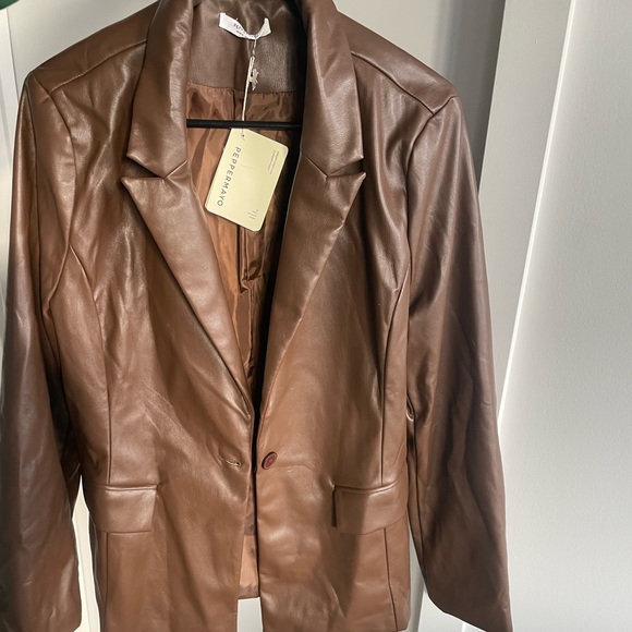 Brown leather blazer - Picture 4 of 4